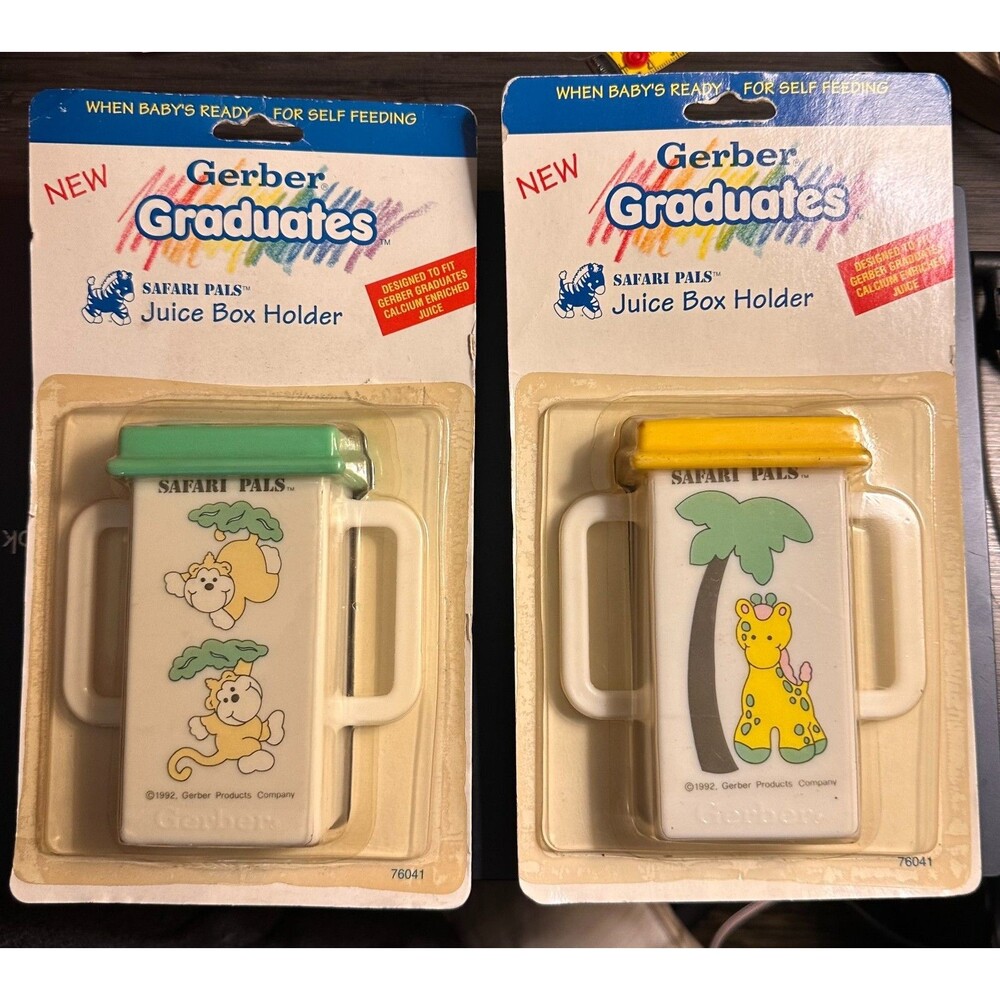 Vintage 1992 Gerber Graduates Juice Box Holder  Safari Pals 1990s Nostalgia 2x